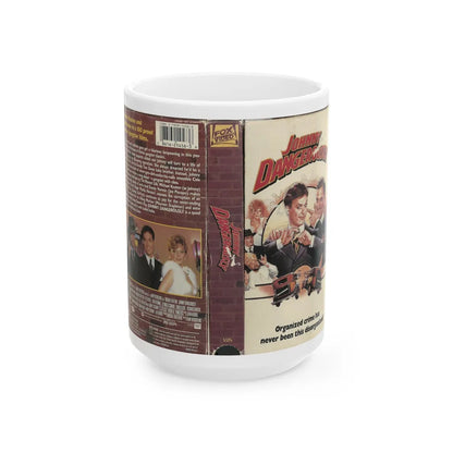 JOHNNY DANGEROUSLY (VHS COVER) - White Coffee Mug-15oz-Go Mug Yourself