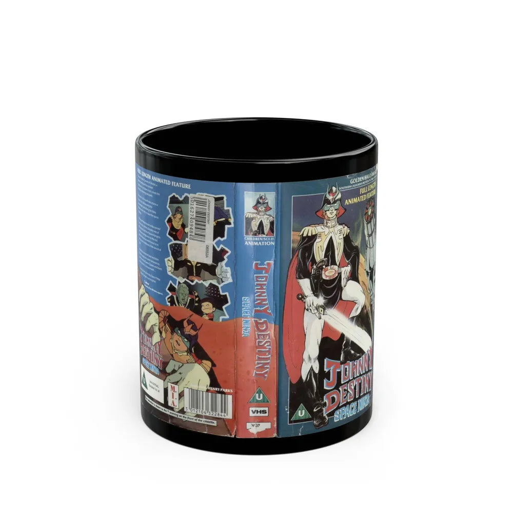 JOHNNY DESTINY SPACE NINJA (VHS COVER) - Black Coffee Mug-11oz-Go Mug Yourself