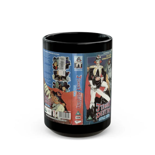 JOHNNY DESTINY SPACE NINJA (VHS COVER) - Black Coffee Mug-15oz-Go Mug Yourself