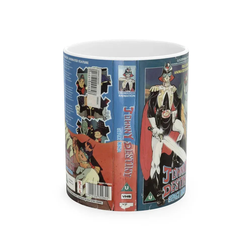 JOHNNY DESTINY SPACE NINJA (VHS COVER) - White Coffee Mug 11oz - Go Mug Yourself