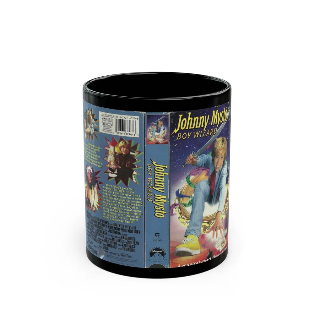 JOHNNY MYSTO BOY WIZARD (VHS COVER) - Black Coffee Mug-11oz-Go Mug Yourself