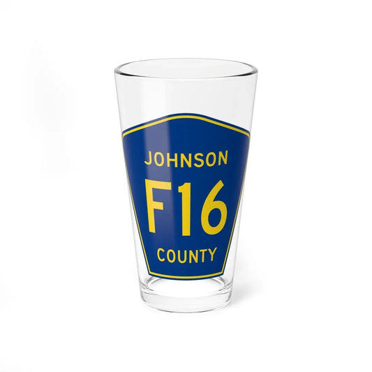 Johnson County Route F16 IA (Iowa) (Road Sign) Pint Glass 16oz 16oz - Go Mug Yourself