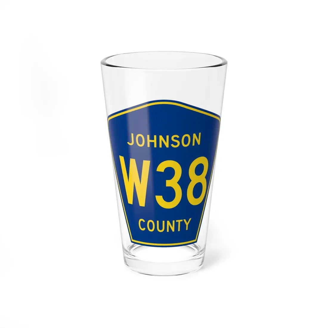 Johnson County Route W38 IA (Iowa) (Road Sign) Pint Glass 16oz 16oz - Go Mug Yourself
