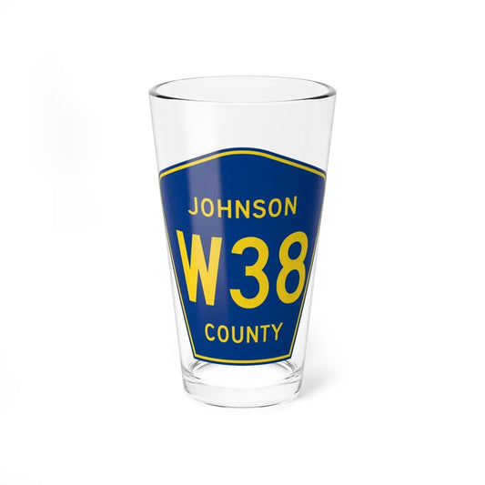 Johnson County Route W38 IA (Iowa) (Road Sign) Pint Glass 16oz 16oz - Go Mug Yourself