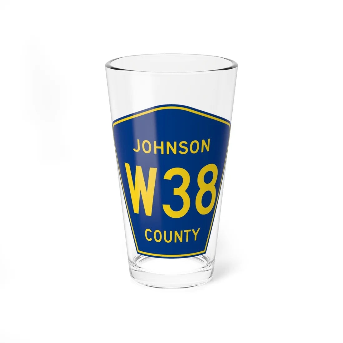 Johnson County Route W38 IA (Iowa) (Road Sign) Pint Glss 16oz 16oz - Go Mug Yourself