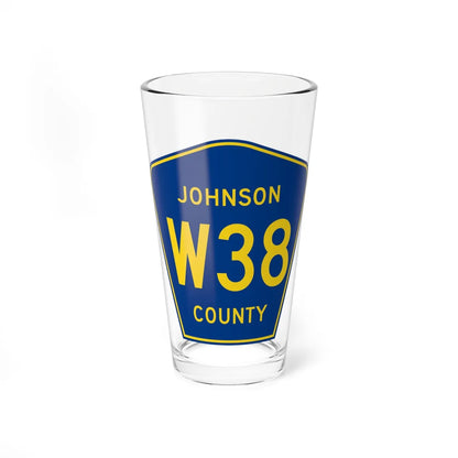 Johnson County Route W38 IA (Iowa) (Road Sign) Pint Glss 16oz 16oz - Go Mug Yourself