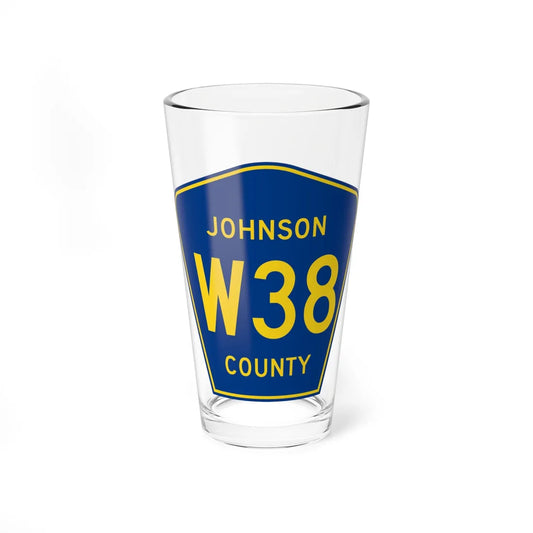 Johnson County Route W38 IA (Iowa) (Road Sign) Pint Glss 16oz 16oz - Go Mug Yourself