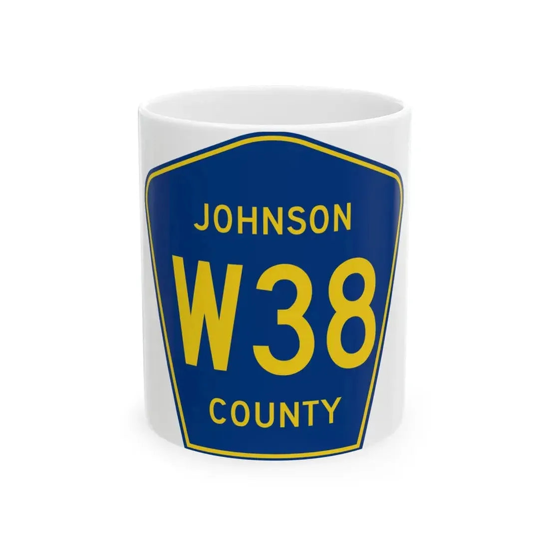 Johnson County Route W38 IA (Iowa) (Road Sign) White Coffee Mug 11oz - Go Mug Yourself