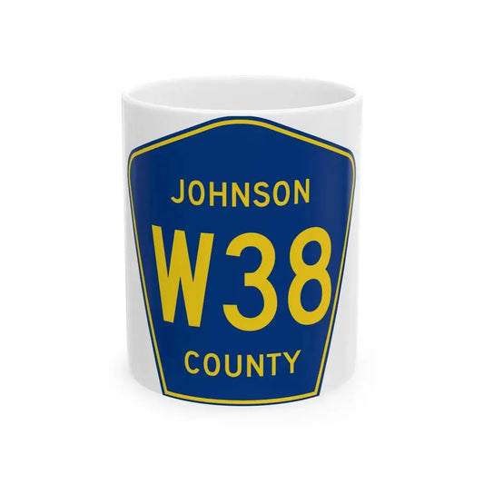 Johnson County Route W38 IA (Iowa) (Road Sign) White Coffee Mug 11oz - Go Mug Yourself