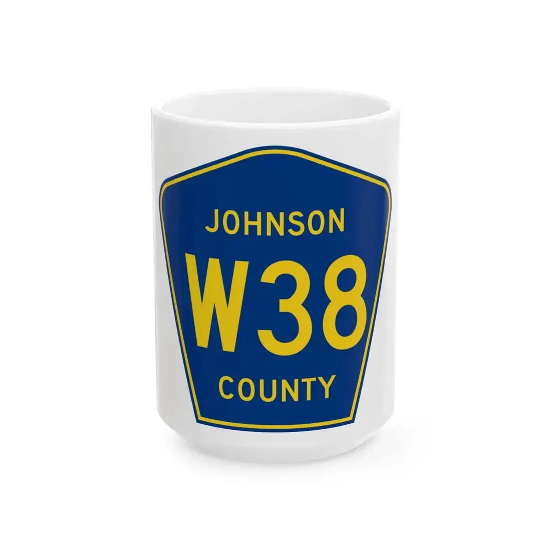 Johnson County Route W38 IA (Iowa) (Road Sign) White Coffee Mug 15oz - Go Mug Yourself