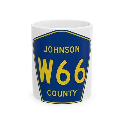 Johnson County Route W66 IA (Iowa) (Road Sign) White Coffee Mug 11oz - Go Mug Yourself