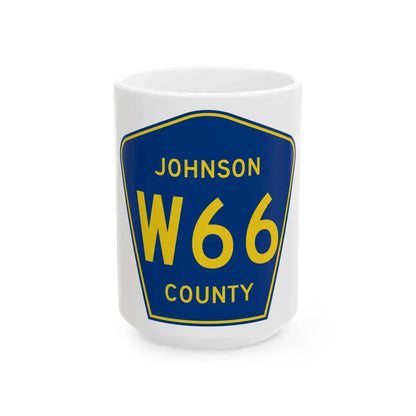 Johnson County Route W66 IA (Iowa) (Road Sign) White Coffee Mug 15oz - Go Mug Yourself