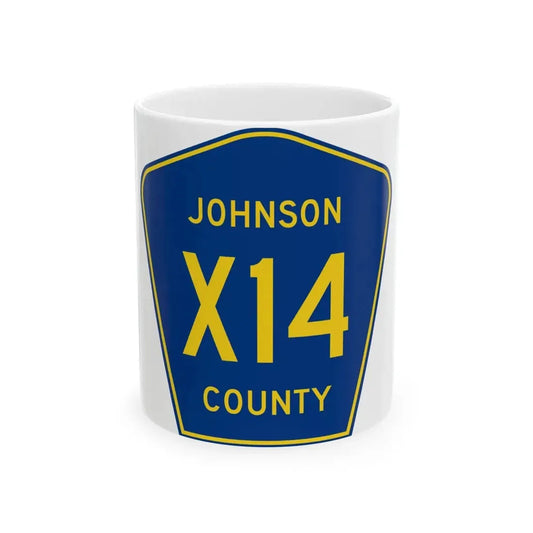 Johnson County Route X14 IA (Iowa) (Road Sign) White Coffee Mug 11oz - Go Mug Yourself