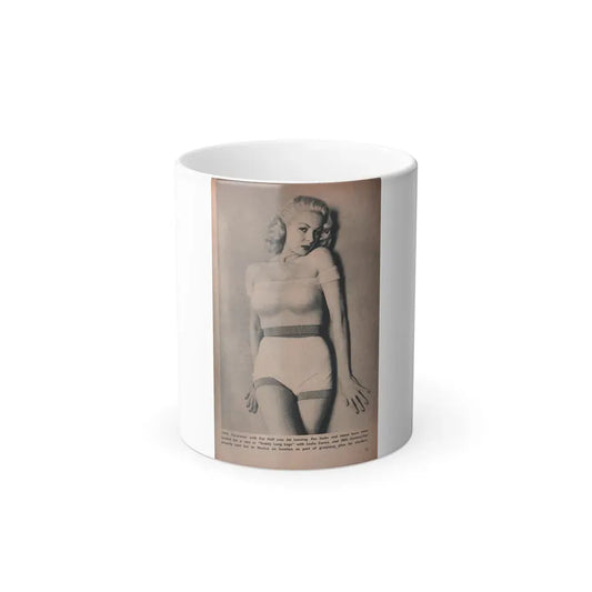 Joi Lansing #163 - 1 B&W Photo & Caption from Tab Digest Mag. Dec. '55 (Vintage Female Icon) Color Changing Coffee Mug 11oz - Go Mug Yourself