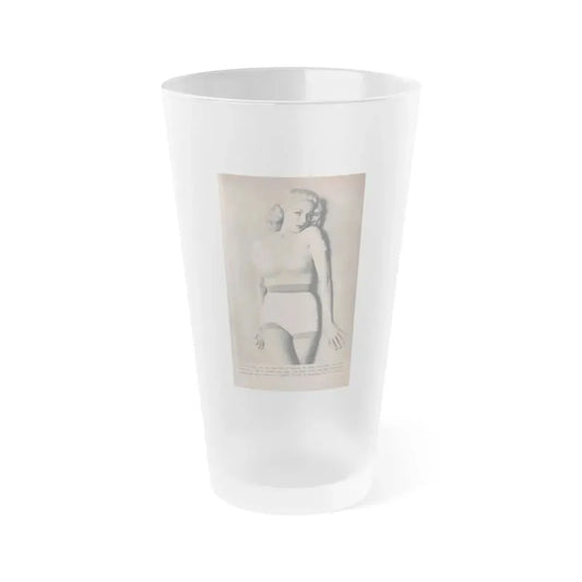 Joi Lansing #163 - 1 B&W Photo & Caption from Tab Digest Mag. Dec. '55 (Vintage Female Icon) Frosted Pint Glass 16oz 16oz Frosted - Go Mug Yourself