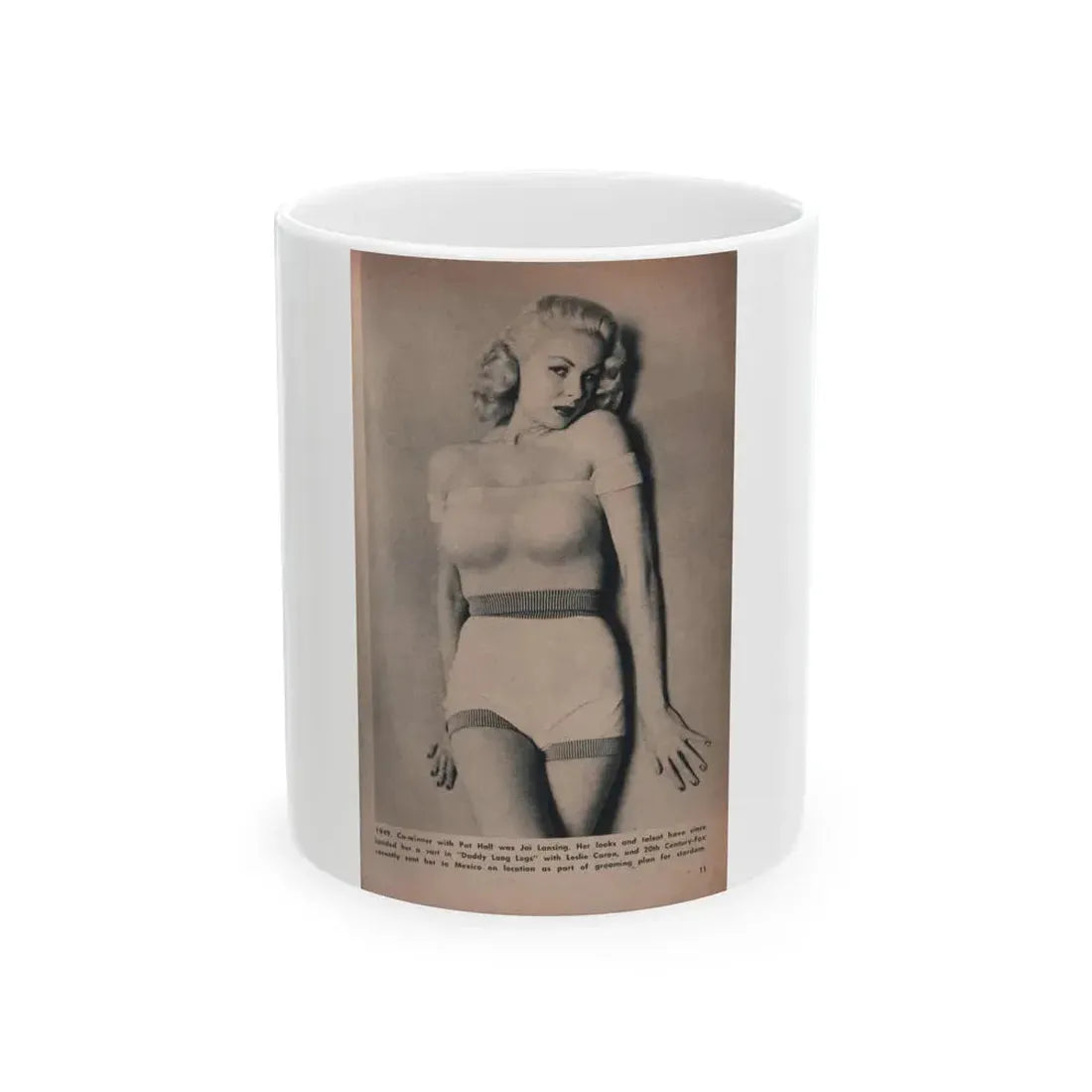 Joi Lansing #163 - 1 B&W Photo & Caption from Tab Digest Mag. Dec. '55 (Vintage Female Icon) White Coffee Mug 11oz - Go Mug Yourself