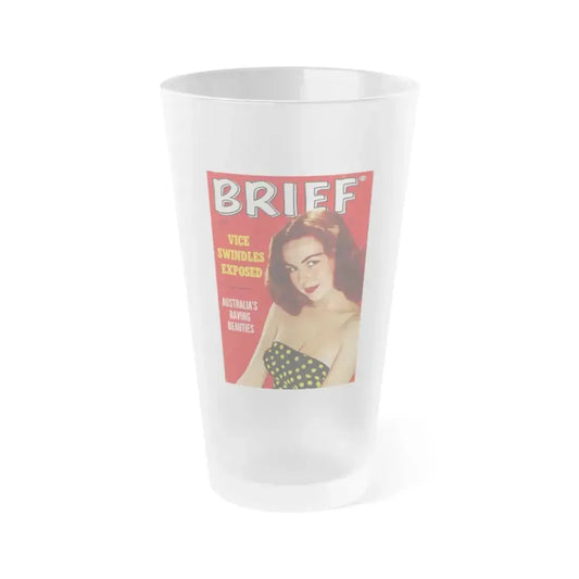 Joi Lansing #168 - Joi on Cover in Color as a natural brunette from BRIEF Digest Mag. Dec. '54 (Vintage Female Icon) Frosted Pint Glass 16oz 16oz Frosted - Go Mug Yourself