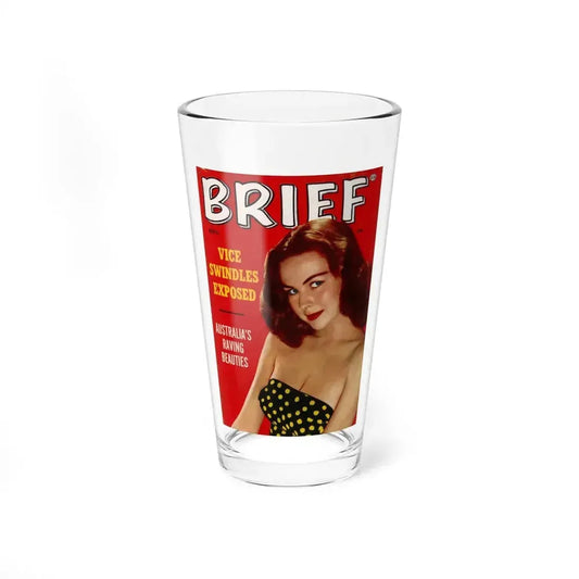 Joi Lansing #168 - Joi on Cover in Color as a natural brunette from BRIEF Digest Mag. Dec. '54 (Vintage Female Icon) Pint Glass 16oz 16oz - Go Mug Yourself