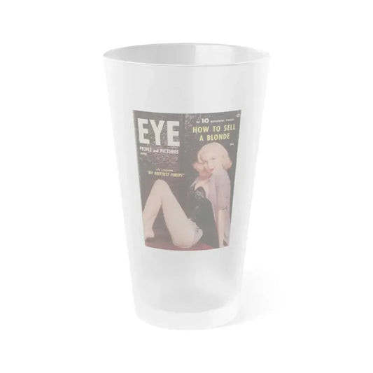 Joi Lansing #205 - Joi on Cover in Color with, inside spread from EYE Digest Mag. June '55 (Vintage Female Icon) Frosted Pint Glass 16oz 16oz Frosted - Go Mug Yourself