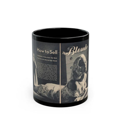 Joi Lansing #206 - 1 Page, 1 B&W Centerfold Photo & Short Article from EYE Digest Mag. June '55 (Vintage Female Icon) Black Coffee Mug 11oz - Go Mug Yourself