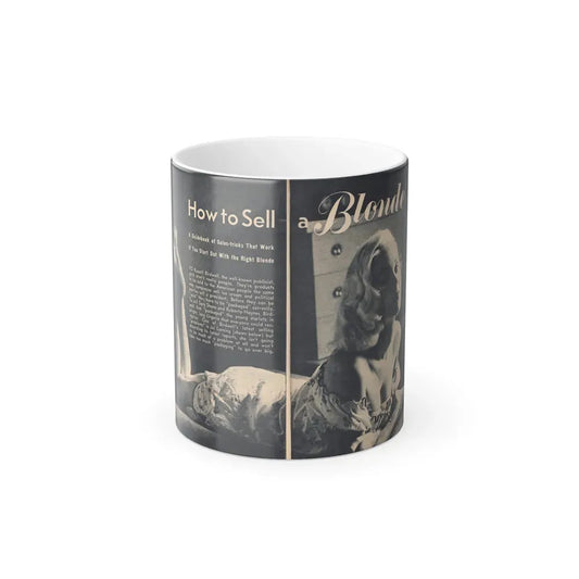 Joi Lansing #206 - 1 Page, 1 B&W Centerfold Photo & Short Article from EYE Digest Mag. June '55 (Vintage Female Icon) Color Changing Coffee Mug 11oz - Go Mug Yourself