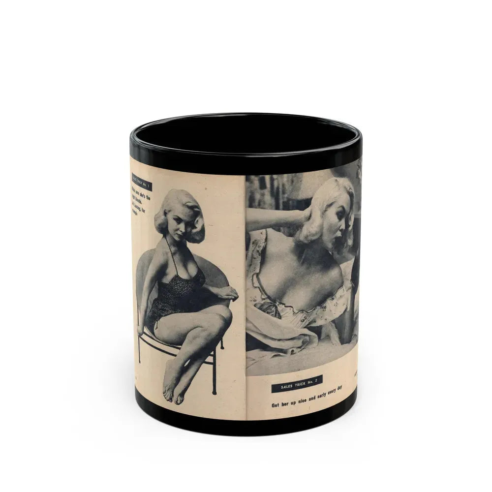 Joi Lansing #207 - 2 Pages, 2 B&W Photos & Captions from EYE Digest Mag. June '55 1 (Vintage Female Icon) Black Coffee Mug 11oz - Go Mug Yourself
