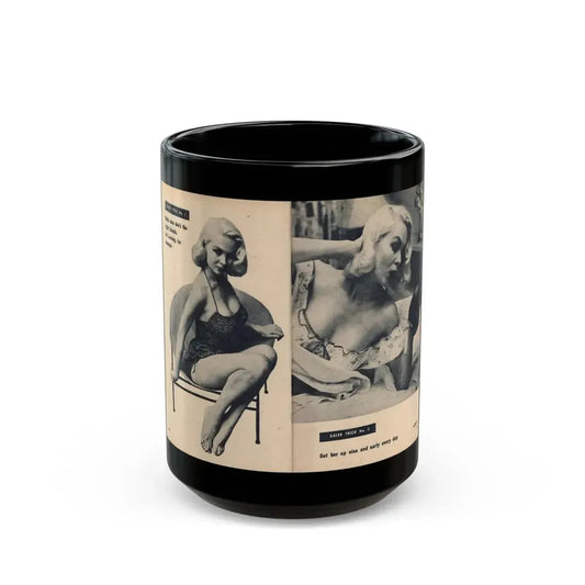 Joi Lansing #207 - 2 Pages, 2 B&W Photos & Captions from EYE Digest Mag. June '55 1 (Vintage Female Icon) Black Coffee Mug 15oz - Go Mug Yourself