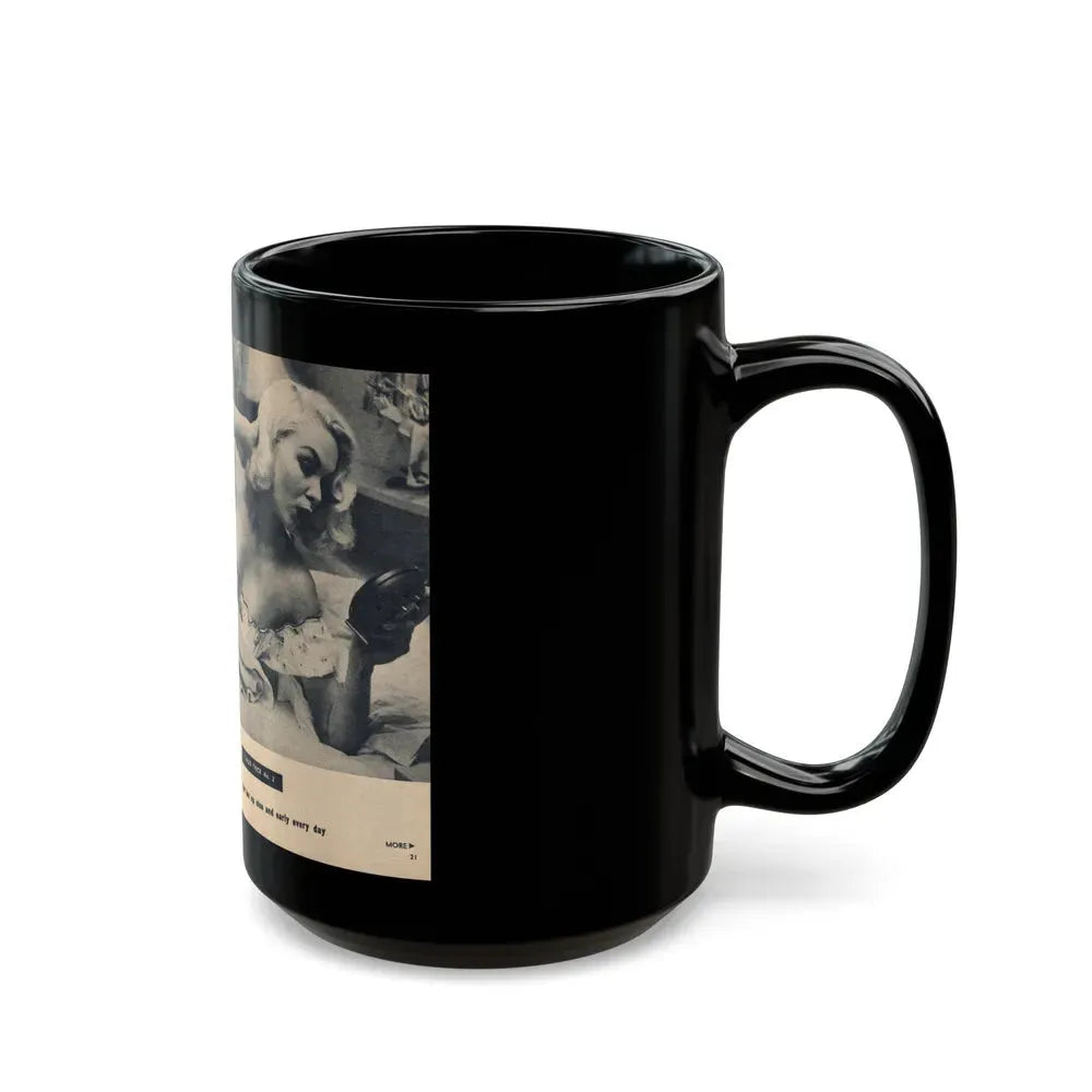 Joi Lansing #207 - 2 Pages, 2 B&W Photos & Captions from EYE Digest Mag. June '55 1 (Vintage Female Icon) Black Coffee Mug - Go Mug Yourself