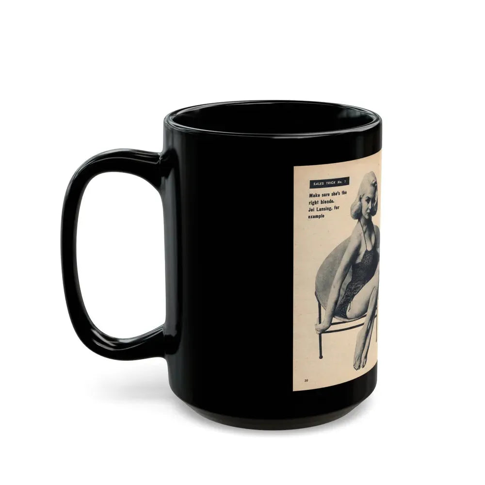Joi Lansing #207 - 2 Pages, 2 B&W Photos & Captions from EYE Digest Mag. June '55 1 (Vintage Female Icon) Black Coffee Mug - Go Mug Yourself