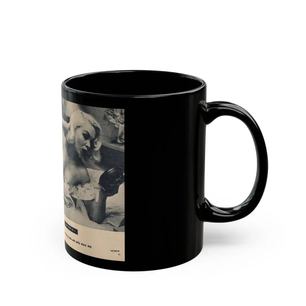 Joi Lansing #207 - 2 Pages, 2 B&W Photos & Captions from EYE Digest Mag. June '55 1 (Vintage Female Icon) Black Coffee Mug - Go Mug Yourself
