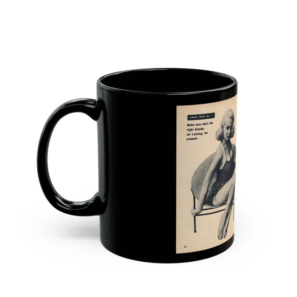 Joi Lansing #207 - 2 Pages, 2 B&W Photos & Captions from EYE Digest Mag. June '55 1 (Vintage Female Icon) Black Coffee Mug - Go Mug Yourself