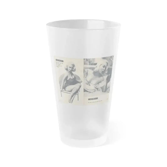 Joi Lansing #207 - 2 Pages, 2 B&W Photos & Captions from EYE Digest Mag. June '55 1 (Vintage Female Icon) Frosted Pint Glass 16oz 16oz Frosted - Go Mug Yourself