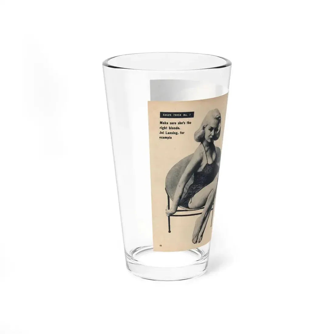 Joi Lansing #207 - 2 Pages, 2 B&W Photos & Captions from EYE Digest Mag. June '55 1 (Vintage Female Icon) Pint Glass 16oz - Go Mug Yourself