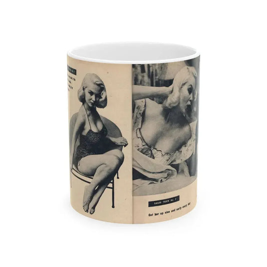 Joi Lansing #207 - 2 Pages, 2 B&W Photos & Captions from EYE Digest Mag. June '55 1 (Vintage Female Icon) White Coffee Mug 11oz - Go Mug Yourself