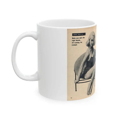 Joi Lansing #207 - 2 Pages, 2 B&W Photos & Captions from EYE Digest Mag. June '55 1 (Vintage Female Icon) White Coffee Mug - Go Mug Yourself