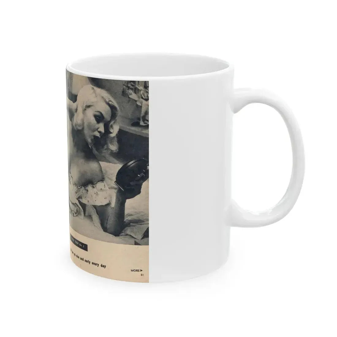 Joi Lansing #207 - 2 Pages, 2 B&W Photos & Captions from EYE Digest Mag. June '55 1 (Vintage Female Icon) White Coffee Mug - Go Mug Yourself