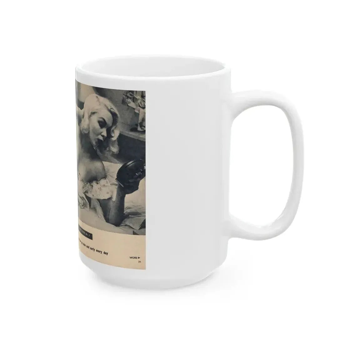 Joi Lansing #207 - 2 Pages, 2 B&W Photos & Captions from EYE Digest Mag. June '55 1 (Vintage Female Icon) White Coffee Mug - Go Mug Yourself