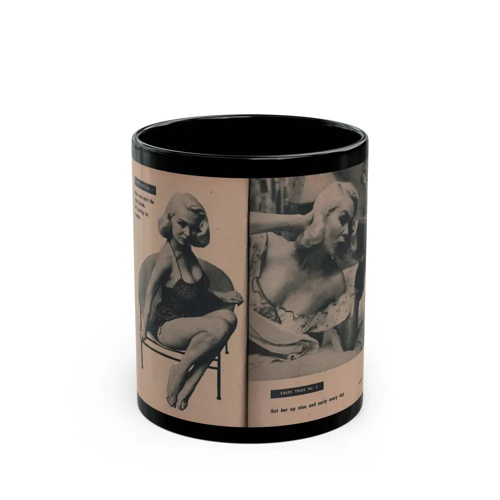 Joi Lansing #207 - 2 Pages, 2 B&W Photos & Captions from EYE Digest Mag. June '55 (Vintage Female Icon) Black Coffee Mug 11oz - Go Mug Yourself