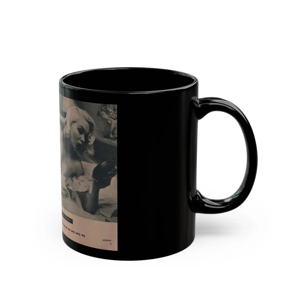 Joi Lansing #207 - 2 Pages, 2 B&W Photos & Captions from EYE Digest Mag. June '55 (Vintage Female Icon) Black Coffee Mug - Go Mug Yourself