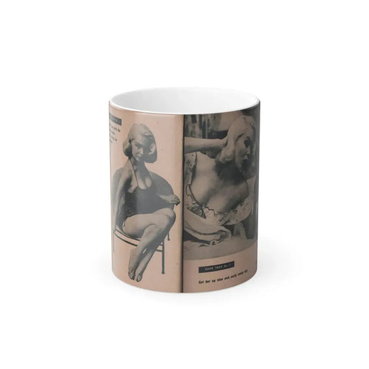 Joi Lansing #207 - 2 Pages, 2 B&W Photos & Captions from EYE Digest Mag. June '55 (Vintage Female Icon) Color Changing Coffee Mug 11oz - Go Mug Yourself