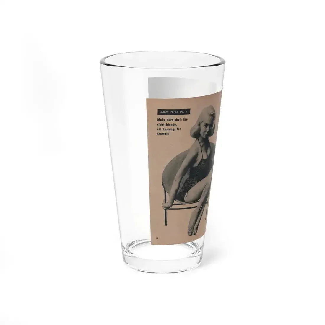 Joi Lansing #207 - 2 Pages, 2 B&W Photos & Captions from EYE Digest Mag. June '55 (Vintage Female Icon) Pint Glass 16oz - Go Mug Yourself