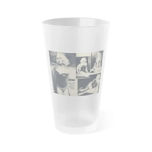 Joi Lansing #208 - 1 Page, 4 B&W Photos & Short Article from EYE Digest Mag. June '55 1 (Vintage Female Icon) Frosted Pint Glass 16oz 16oz Frosted - Go Mug Yourself