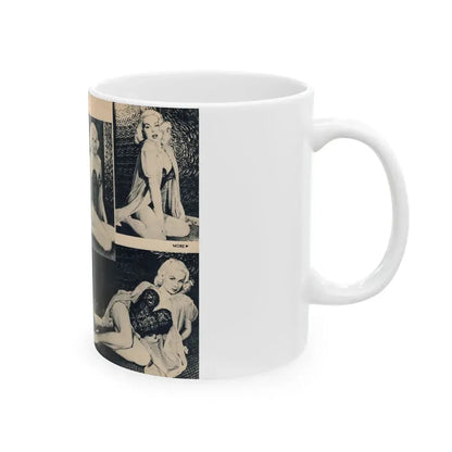 Joi Lansing #208 - 1 Page, 4 B&W Photos & Short Article from EYE Digest Mag. June '55 1 (Vintage Female Icon) White Coffee Mug - Go Mug Yourself