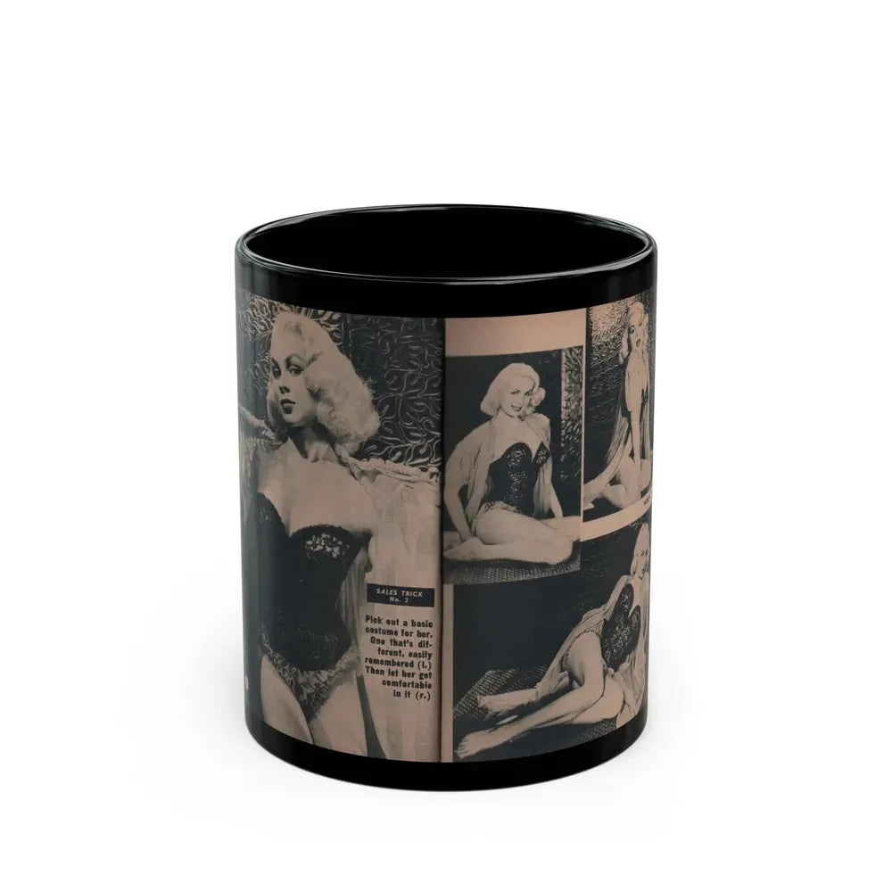 Joi Lansing #208 - 1 Page, 4 B&W Photos & Short Article from EYE Digest Mag. June '55 (Vintage Female Icon) Black Coffee Mug 11oz - Go Mug Yourself
