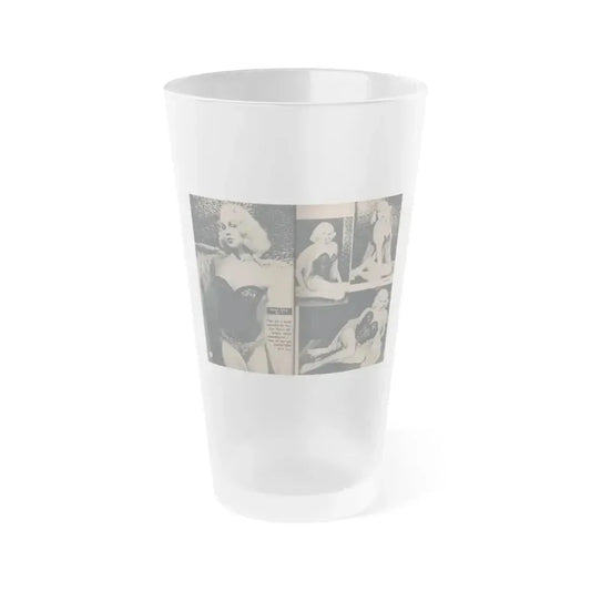 Joi Lansing #208 - 1 Page, 4 B&W Photos & Short Article from EYE Digest Mag. June '55 (Vintage Female Icon) Frosted Pint Glass 16oz 16oz Frosted - Go Mug Yourself