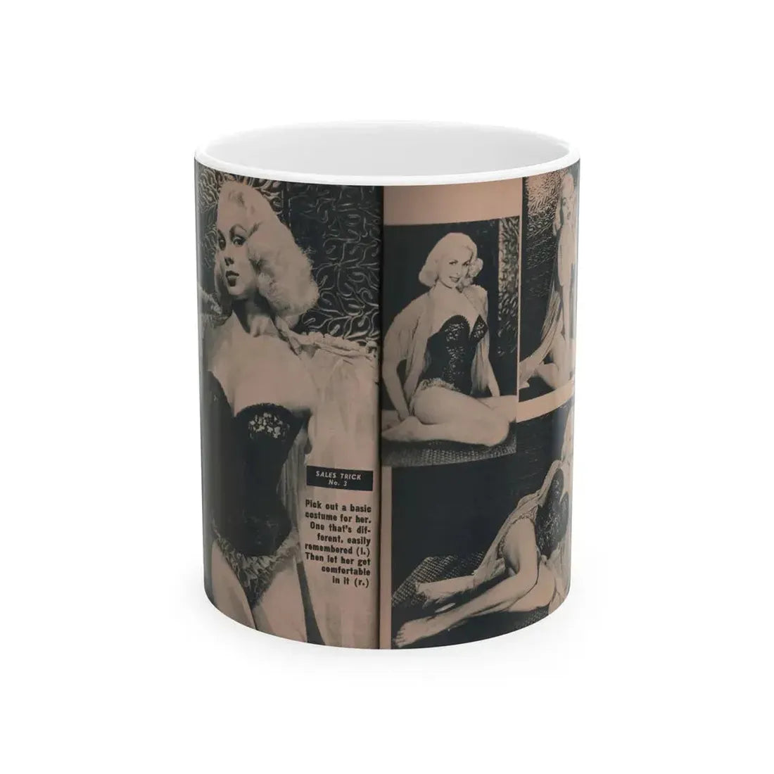 Joi Lansing #208 - 1 Page, 4 B&W Photos & Short Article from EYE Digest Mag. June '55 (Vintage Female Icon) White Coffee Mug 11oz - Go Mug Yourself