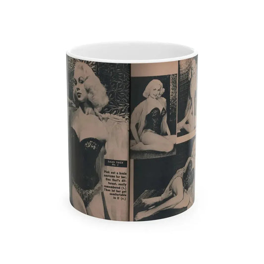 Joi Lansing #208 - 1 Page, 4 B&W Photos & Short Article from EYE Digest Mag. June '55 (Vintage Female Icon) White Coffee Mug 11oz - Go Mug Yourself