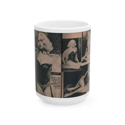 Joi Lansing #208 - 1 Page, 4 B&W Photos & Short Article from EYE Digest Mag. June '55 (Vintage Female Icon) White Coffee Mug 15oz - Go Mug Yourself