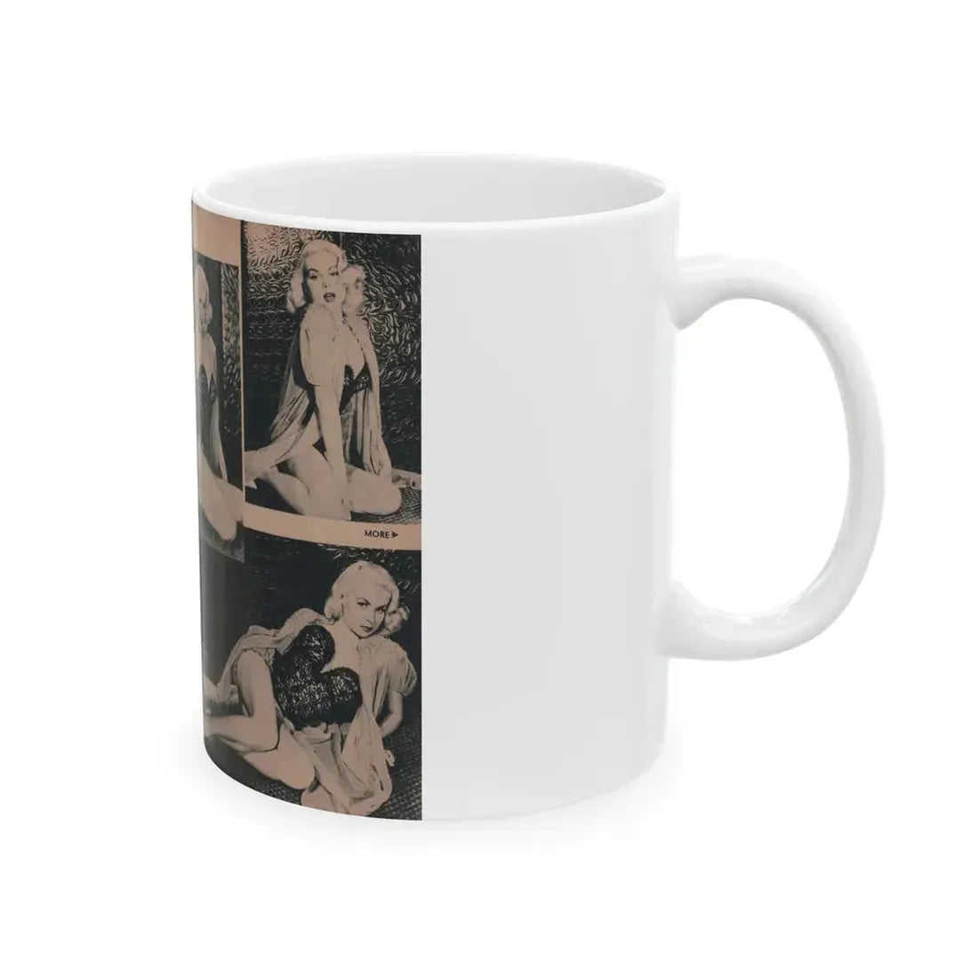 Joi Lansing #208 - 1 Page, 4 B&W Photos & Short Article from EYE Digest Mag. June '55 (Vintage Female Icon) White Coffee Mug - Go Mug Yourself