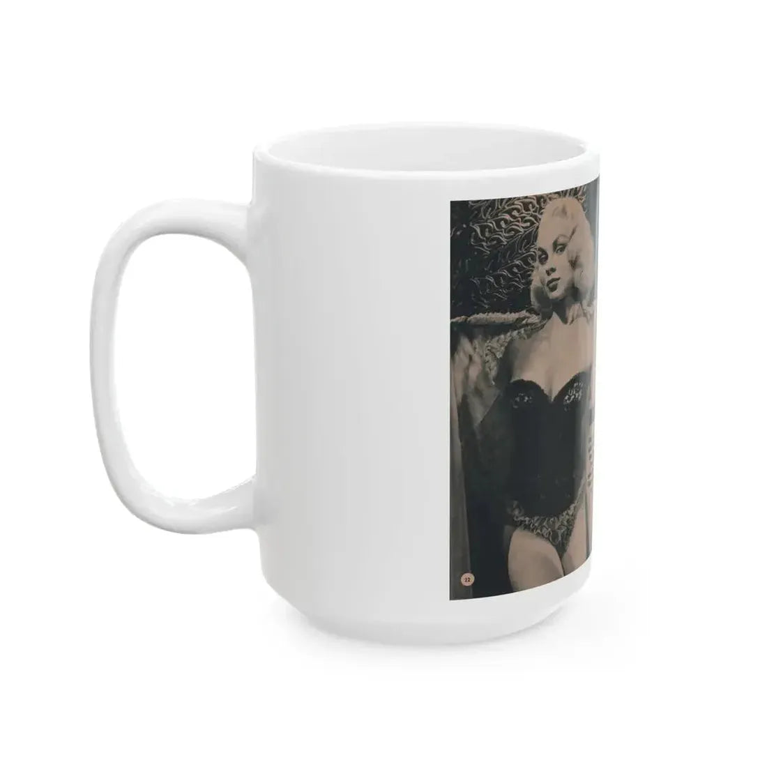 Joi Lansing #208 - 1 Page, 4 B&W Photos & Short Article from EYE Digest Mag. June '55 (Vintage Female Icon) White Coffee Mug - Go Mug Yourself